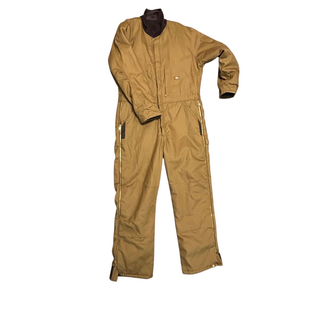 Dickies Duck Insulated Coveralls XLR Brown Full‎ Zip Workwear TV239BD